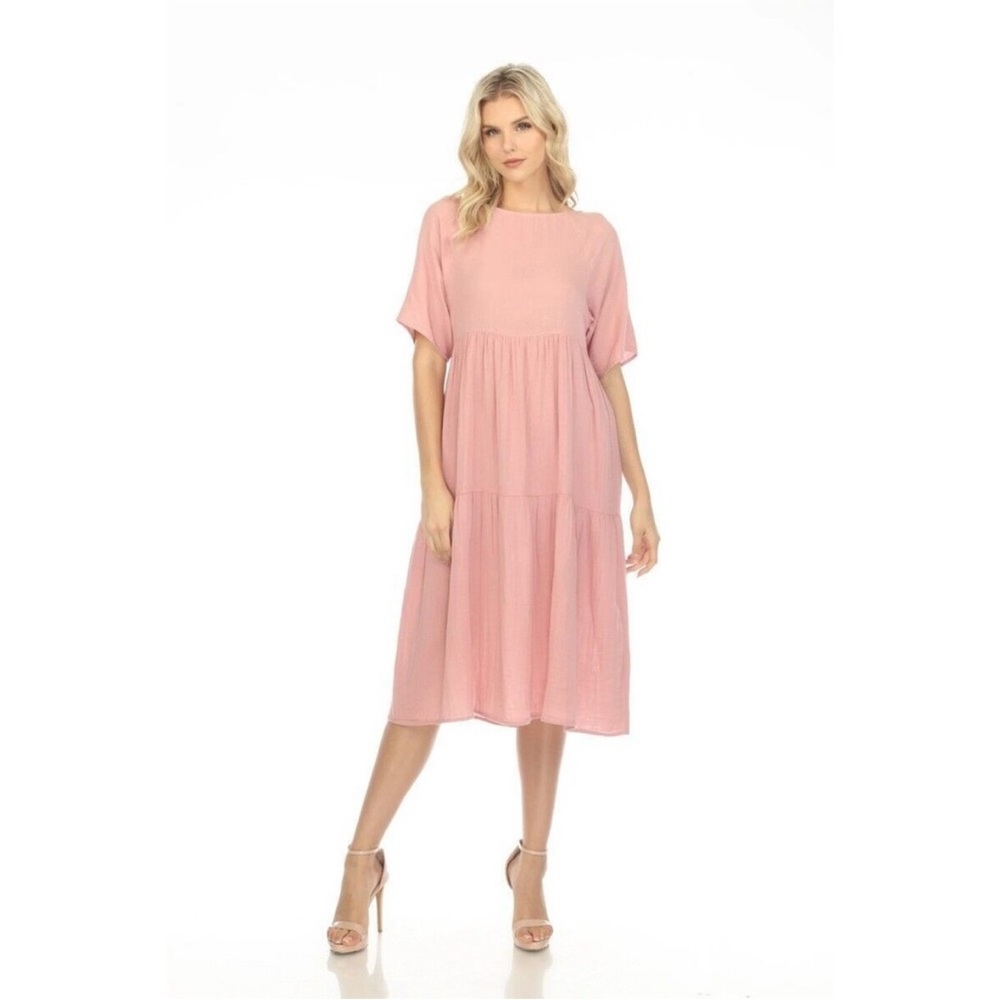 Johnny Was‎ Calme Raglan Tiered Dress Size Small Blush Pink